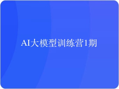 AI大模型训练营1期|完结|无密|MP4